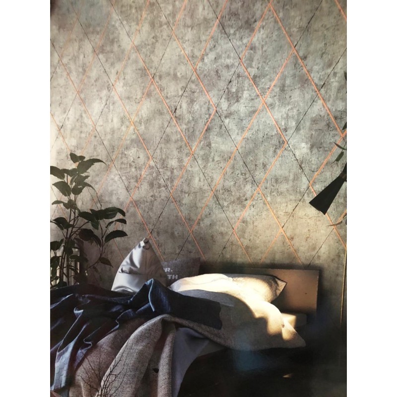 Wallpaper Dinding Motif Semen Acian Abu Kotak Wajik List Roll Besar