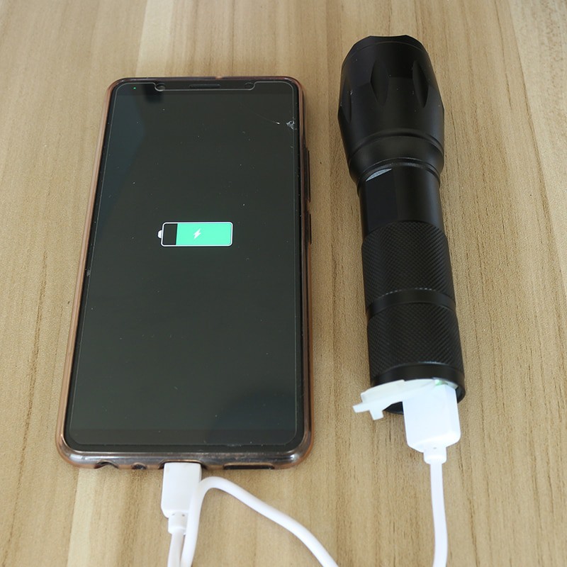 Senter LED USB Rechargeable Battery Cree XM-L T6 with Powerbank 1200mAh - Taffware