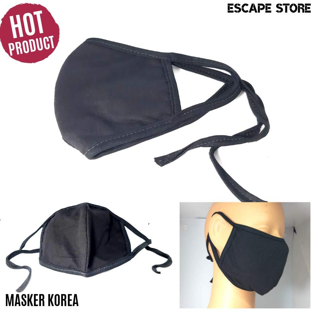 Masker Kain KPOP Korea Earloop Bahan Katun Polos Bisa Dicuci - ISI 3 PCS