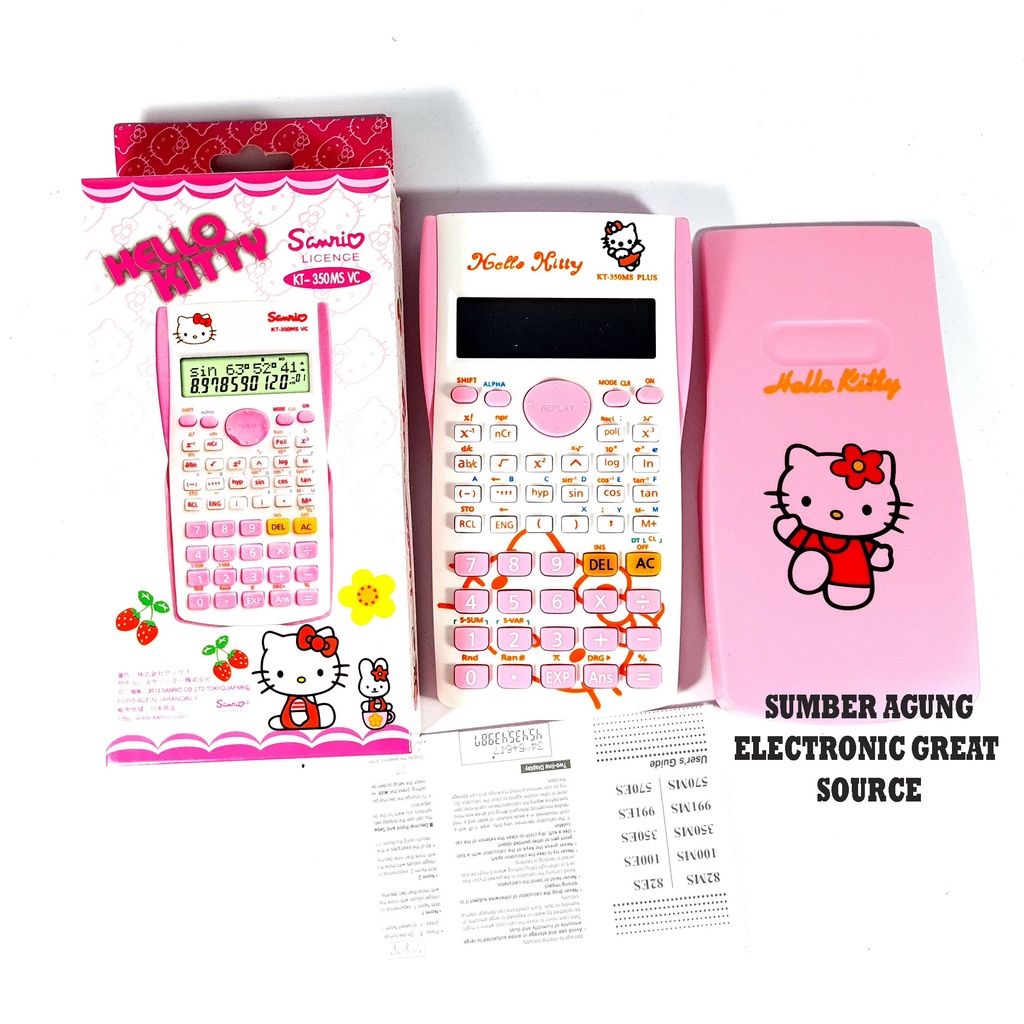 Kalkulator Sekolah Hello Kitty Sanrio KT350MS VC Sin Cos Tan Lengkap