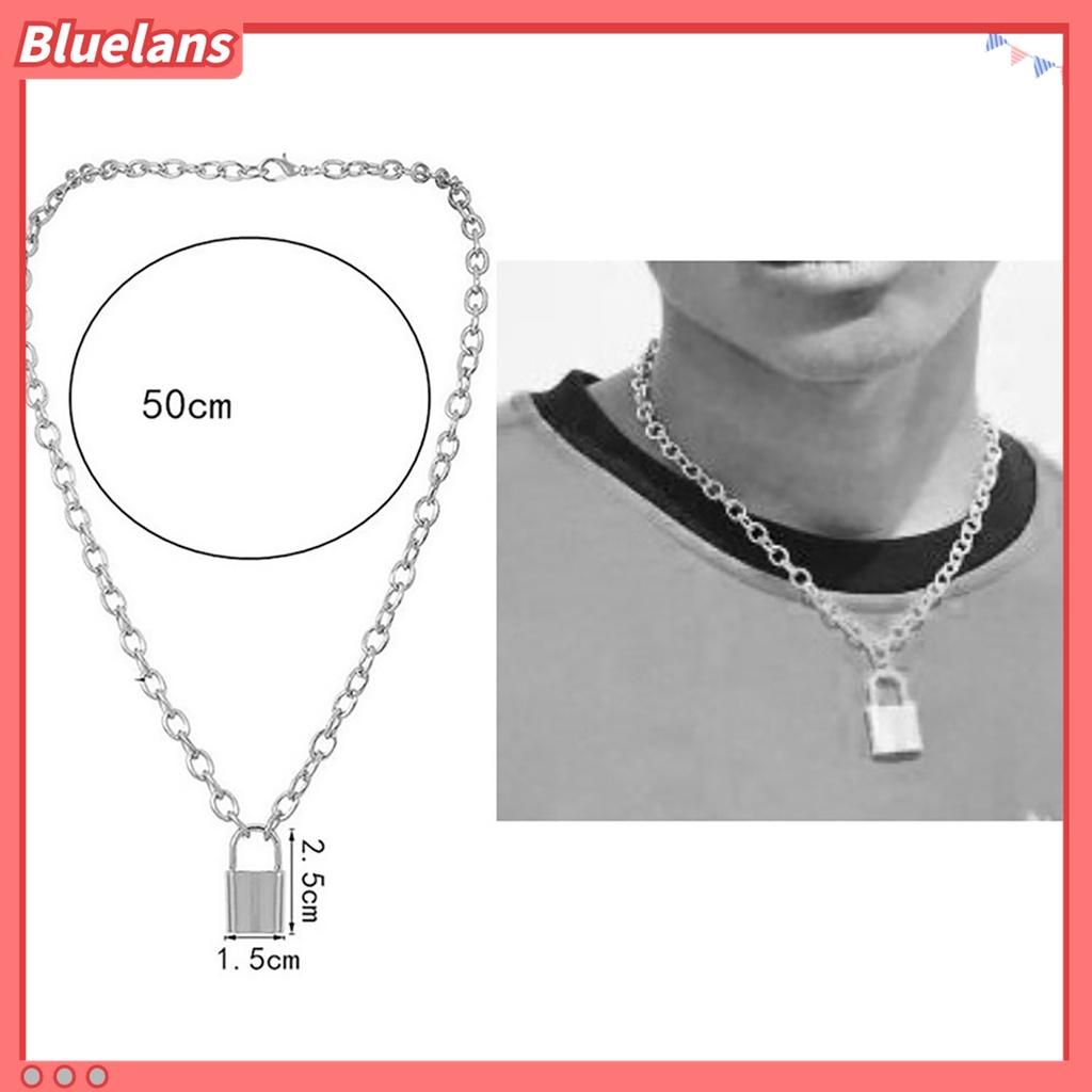 Kalung Rantai Dengan Liontin Gembok Model Simple Untuk Unisex