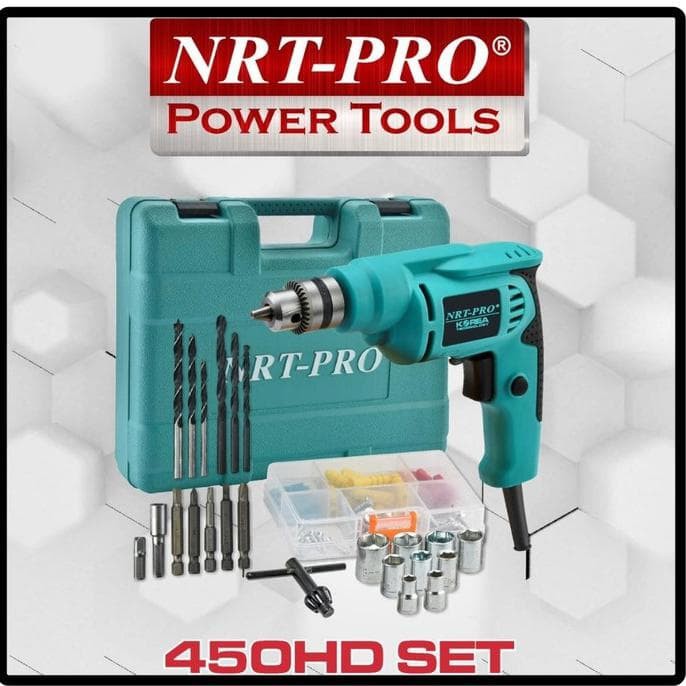 NRT-PRO KOPER 450 HD SET Mesin Bor 10 mm - Besi Kayu Variabel Speed