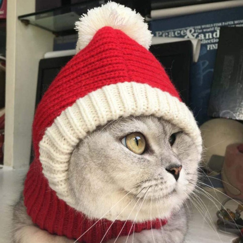 ★〓YUFeiPet〓★ Christmas Pet Hat Funny Christmas Hat Pet Ears and Neck Warmer Cover Photo Props Suitable for Cats and Dogs