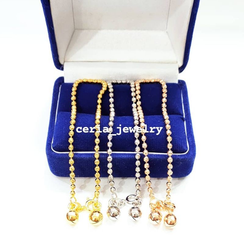 Gelang Perak Asli Silver 925 Lapis Emas Model bijilada ukir - Perhiasan Perak