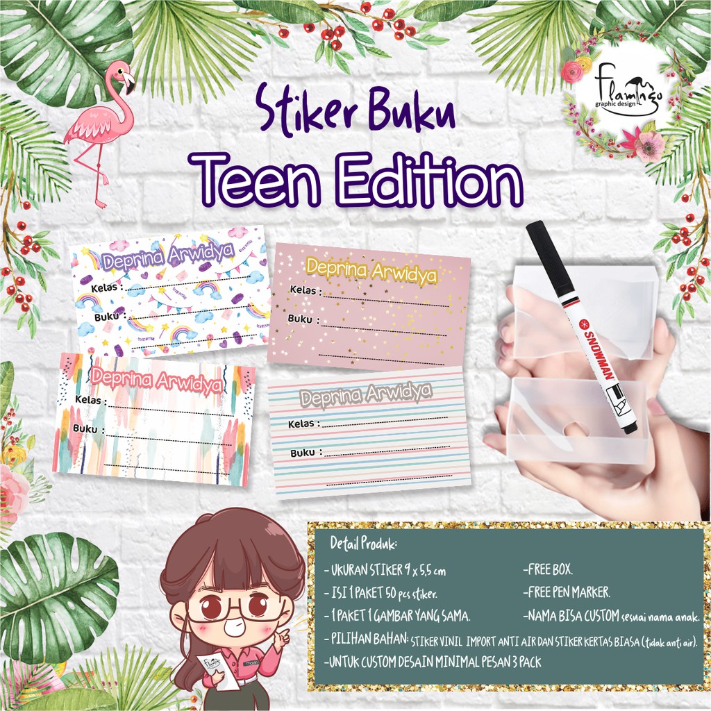 

STIKER BUKU TEEN EDITION SIMPLE MINIMALIST FREE CUSTOM NAMA