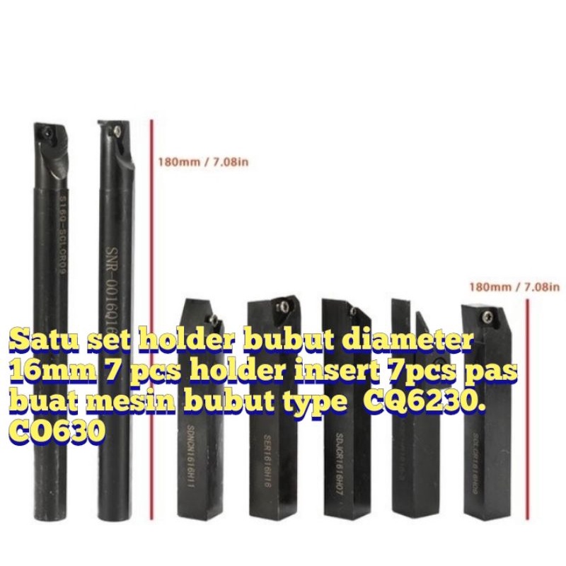 Satu set holder bubut ukuran 16mm set insert carbide masing masing 1 pcs pas buat mesin bubut type C