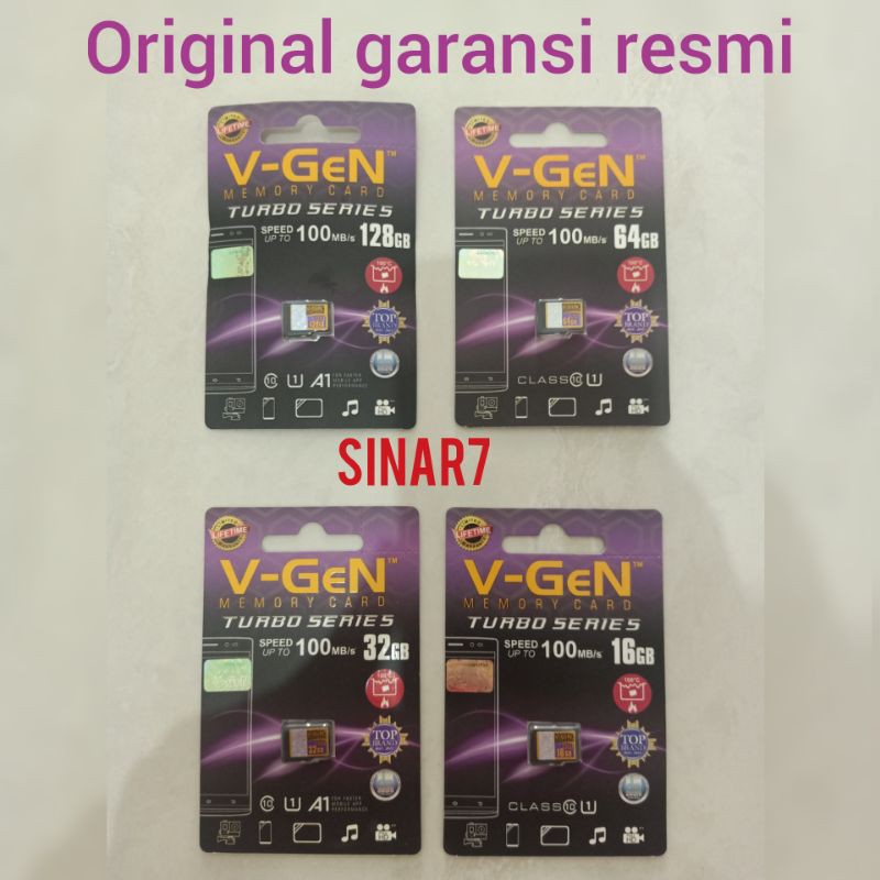 Micro sd V-GEN  class 10 Turbo 16GB, 32GB, 64GB, 128GB memory card/ kartu Memory garansi resmi