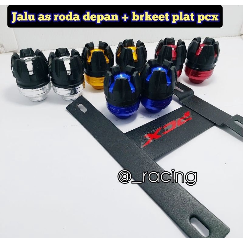 Paket breket dudukan plat pcx dan jalu as roda depan cnc