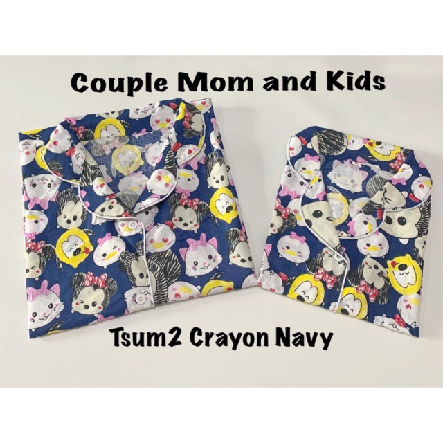 Piyama CRAYON NAVY bisa couple mom kids and family