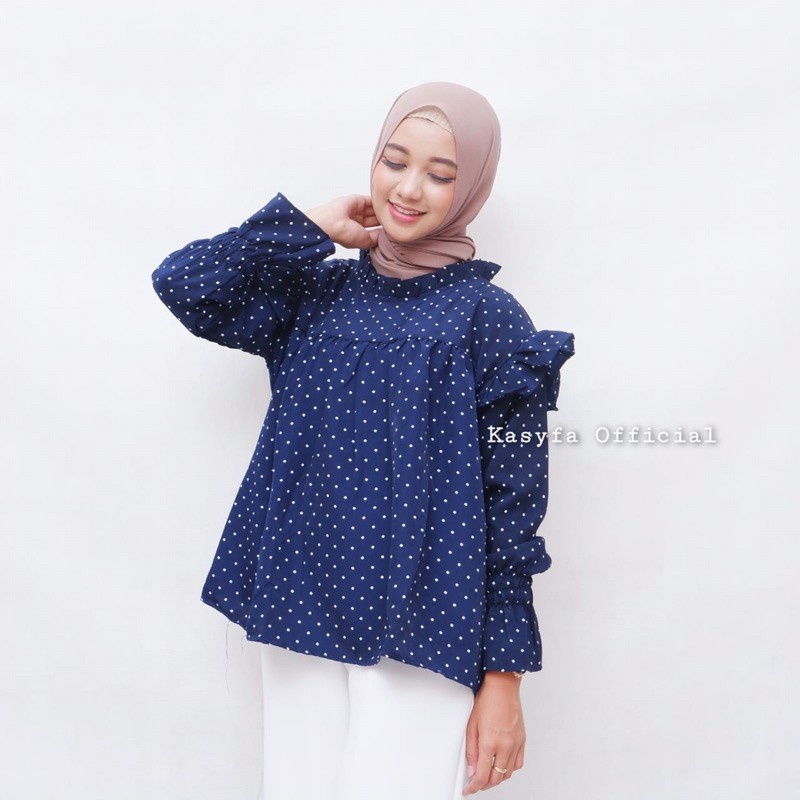 BLOUSE POLKADOT RUFFLE // VINO BLOUSE POLKADOT REMPEL