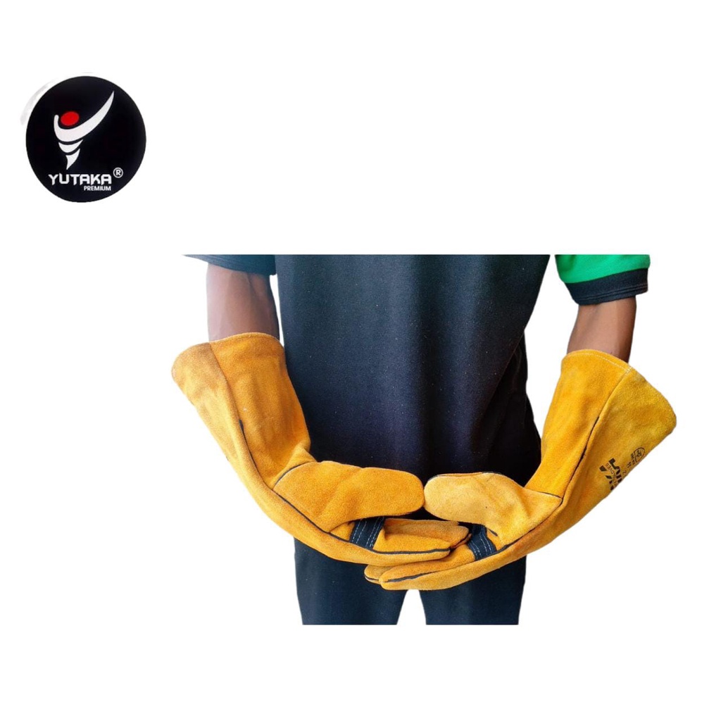 Sarung tangan Las Kulit yutaka Anti Gigitan Binatang 16 inch Safety Glove murah/sarung tangan las kulit yutaka 16inch terlaris