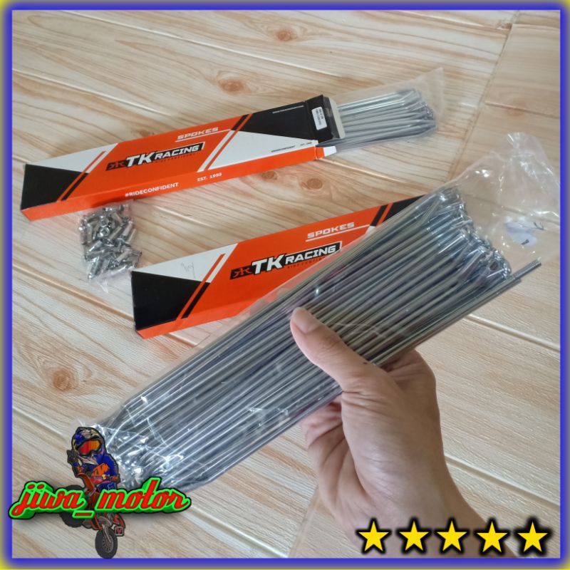 jari jari depan belakang TK racing ring velg 18 dan 21 batang besar CROME motor klx 150 dtracker jar