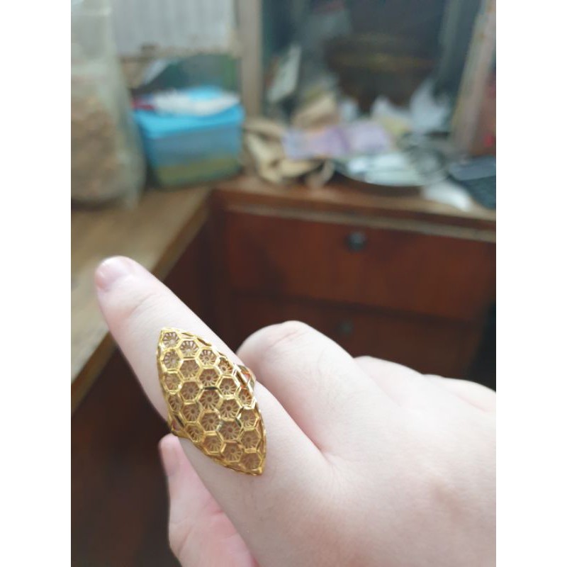 Cincin mas arab 85% 850 emas asli kendari model dubai panjang wajik 16 17