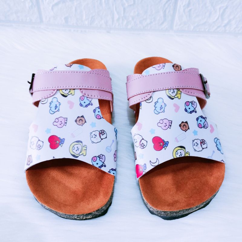 Sandal anak casual sendal selop imitasi  motif boneka putih kekinian murah