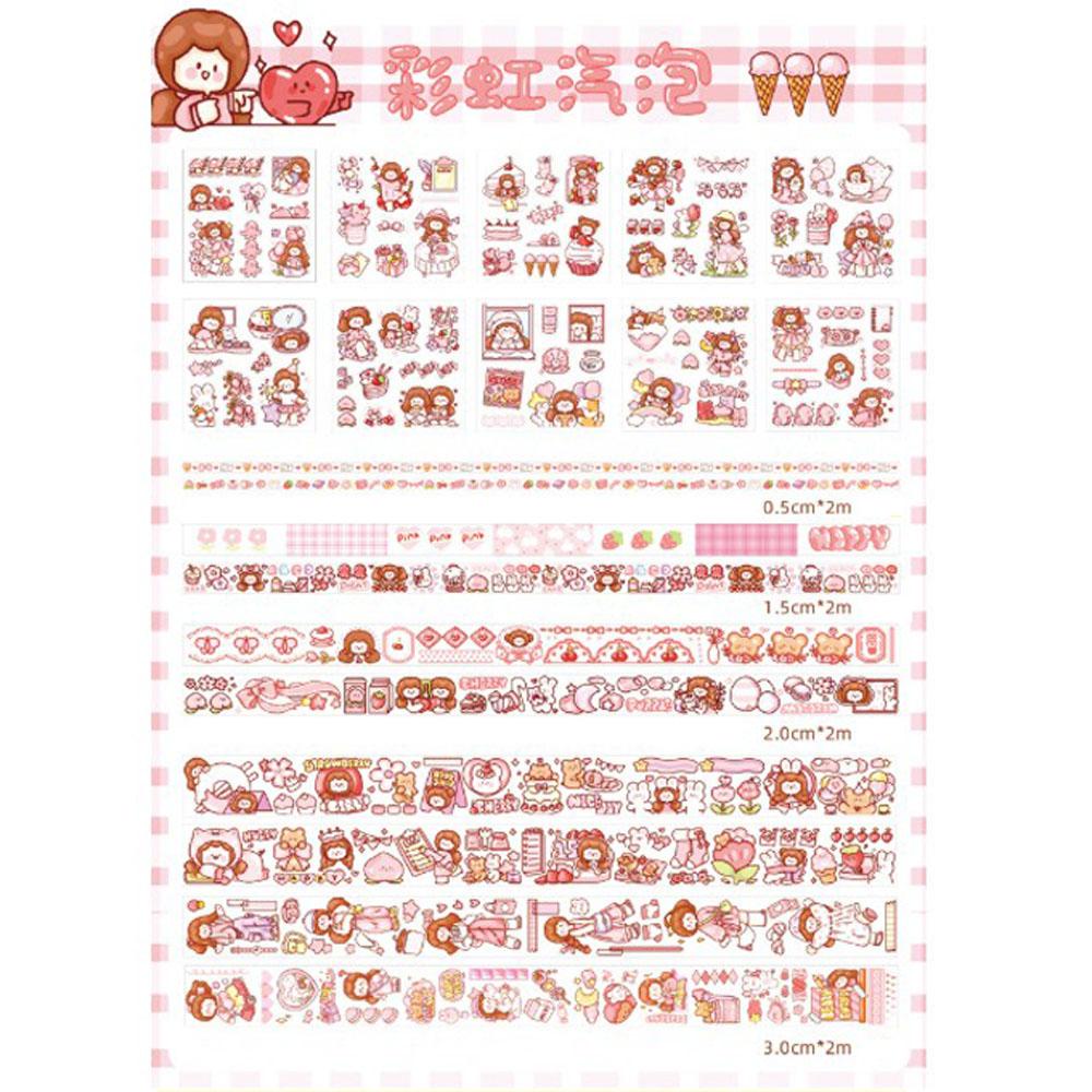 Lanfy Scrapbooking Sticker Set Kawaii 20pcs Packing Dekorasi Bunga Minum Makanan DIY Diary Foto Album Alat Tulis Stiker Hias