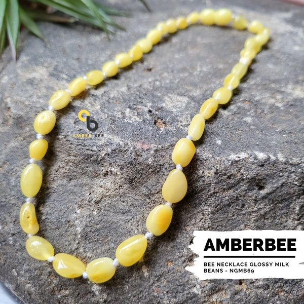 Kalung Amber Anak Anti Cranky Premium Glossy Milk Beans NGMB69 By Amber Bee