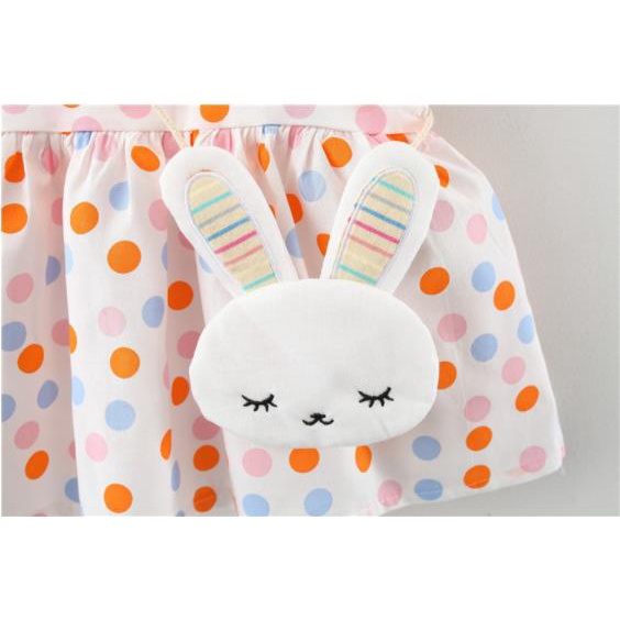 (6bln - 3thn) Dress Polkadot Rabbit / Dress Anak Polkadot Free Tas Kelinci / Dress Polka Anak Perempuan D46