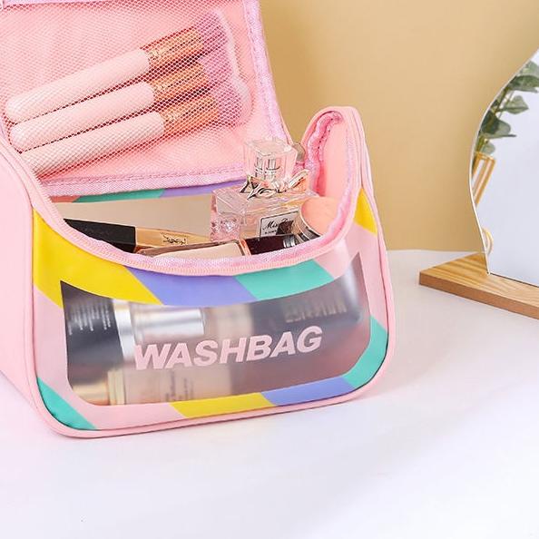 FXG - Tas Kosmetik Travel Premium WashBag Transparan Anti Air Pounch Make UP TK08
