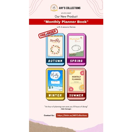 

Monthly Planner Book 4 Seasons / Agenda / Journaling Book