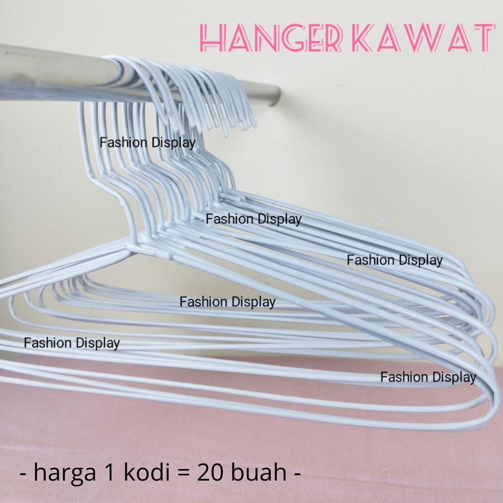 20 PCS Hanger Kawat Putih Gantungan Baju Besi Display Pakaian Hanger Distro Hanger Murah(KODI)