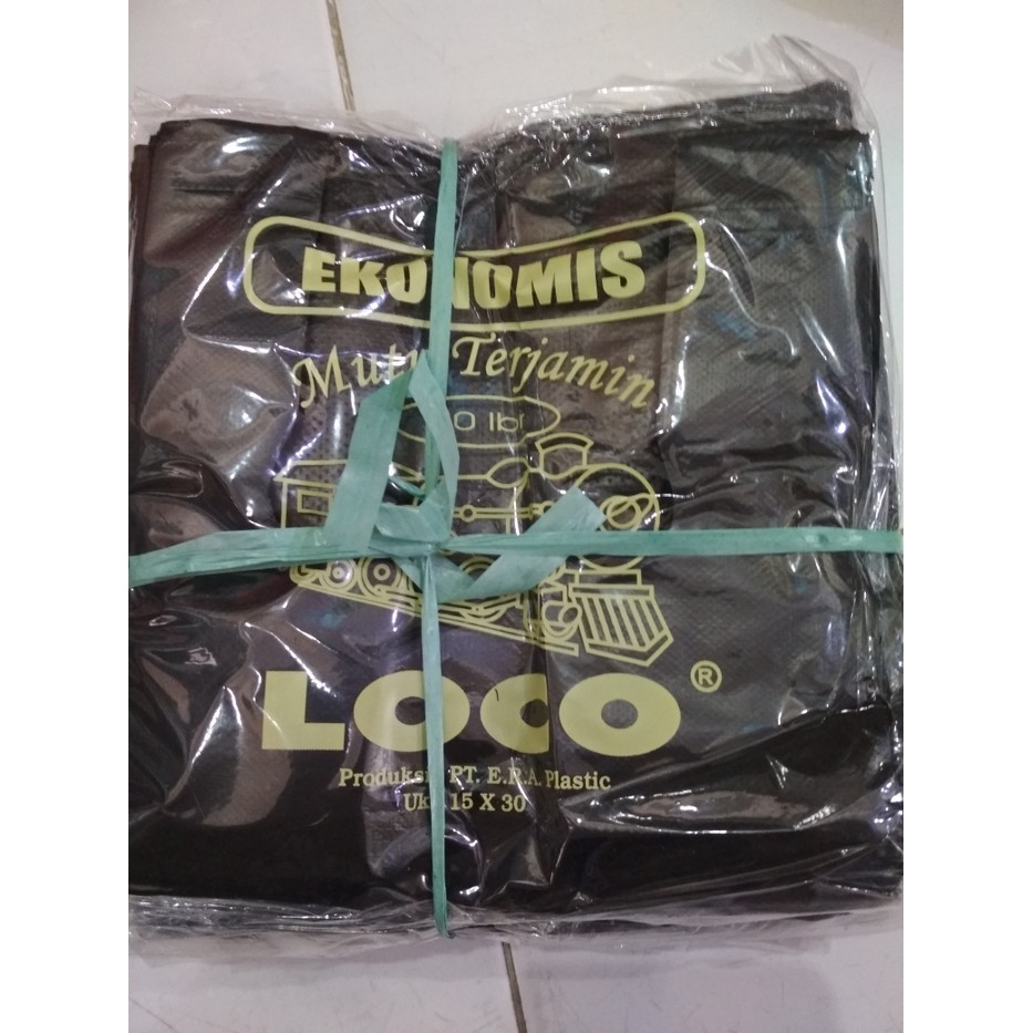 Kantong Plastik Kresek LOCO Hitam Tipis Ekonomis 15 x 30