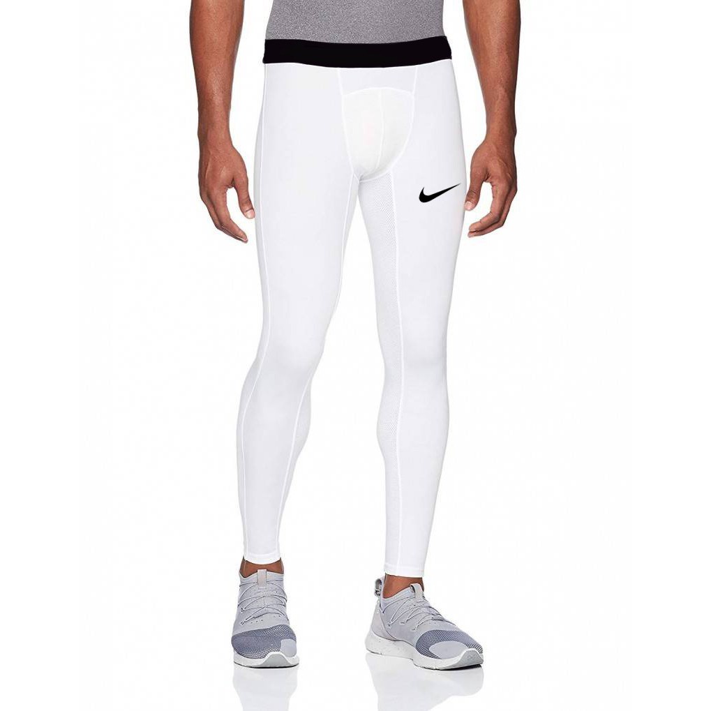 Celana Panjang gym legging manset baselayer putih Olahraga gym fitnes celana Baselayer White