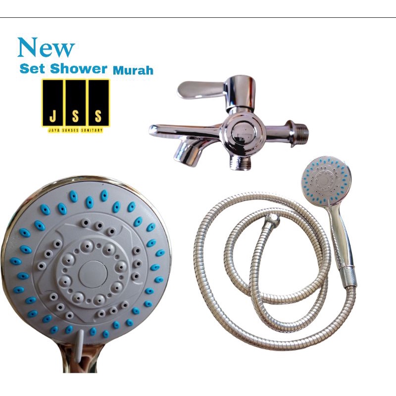 Paket Hand Shower dan Kran Shower Cabang - 1/2 Inch - High Quality Besi Tahan Karat Stainless Dan ABS