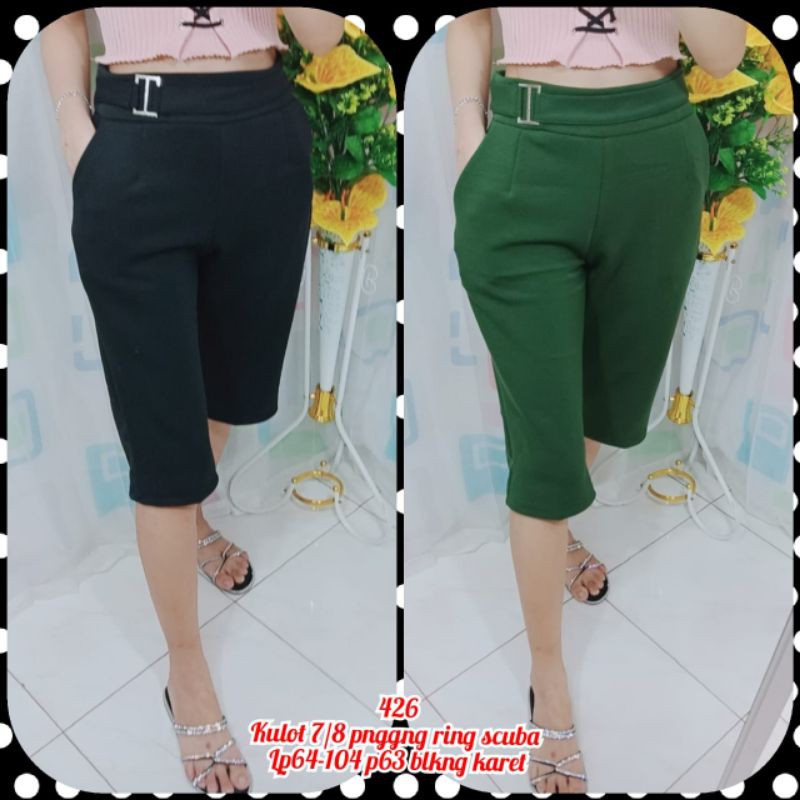 426# Celana kulot 7/8 pinggang ring scuba import