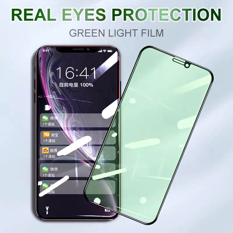 REALME 3 / 2 / C3 / 6 / 2 PRO / 3 PRO / C1 / 5 / 5I TEMPERED GLASS GREEN LIGHT