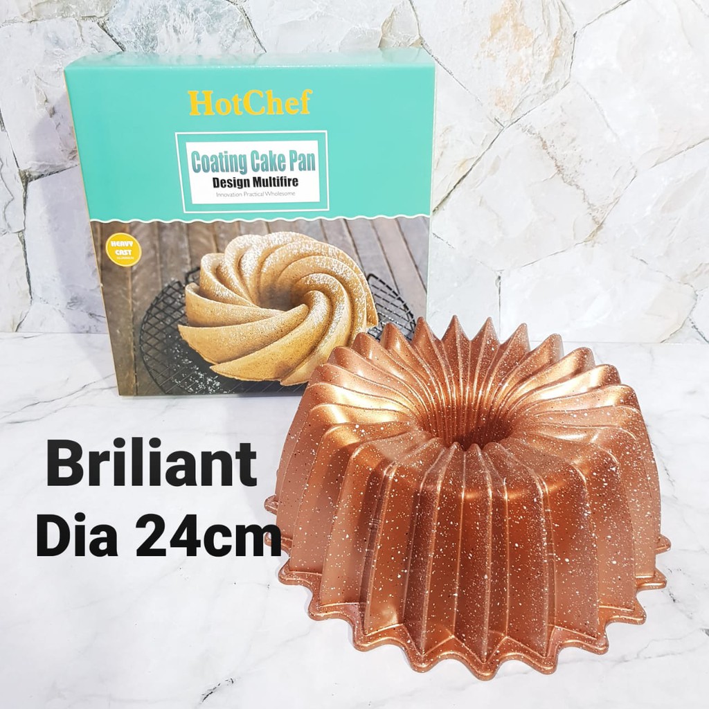 loyang kue HOTCHEF coating bundt tulban cake pan 24 cm anti lengket rose gold non stick BRILIANT