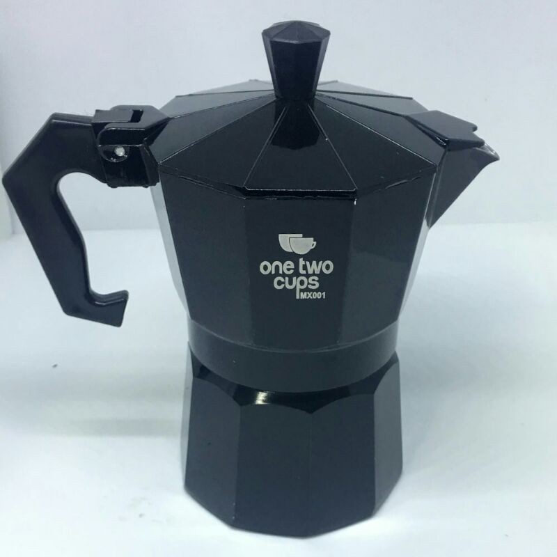 OneTwoCups Espresso Coffee Maker Moka Pot Teko Stovetop Filter 150ml 3 Cup