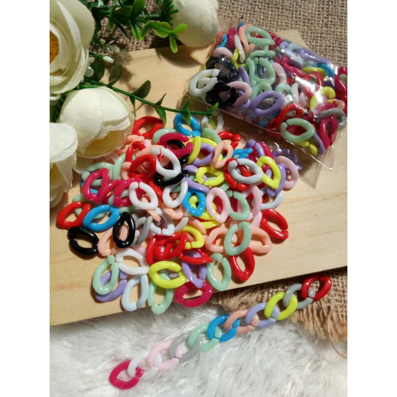 (100pc) rantai plastik warna 1,5cm