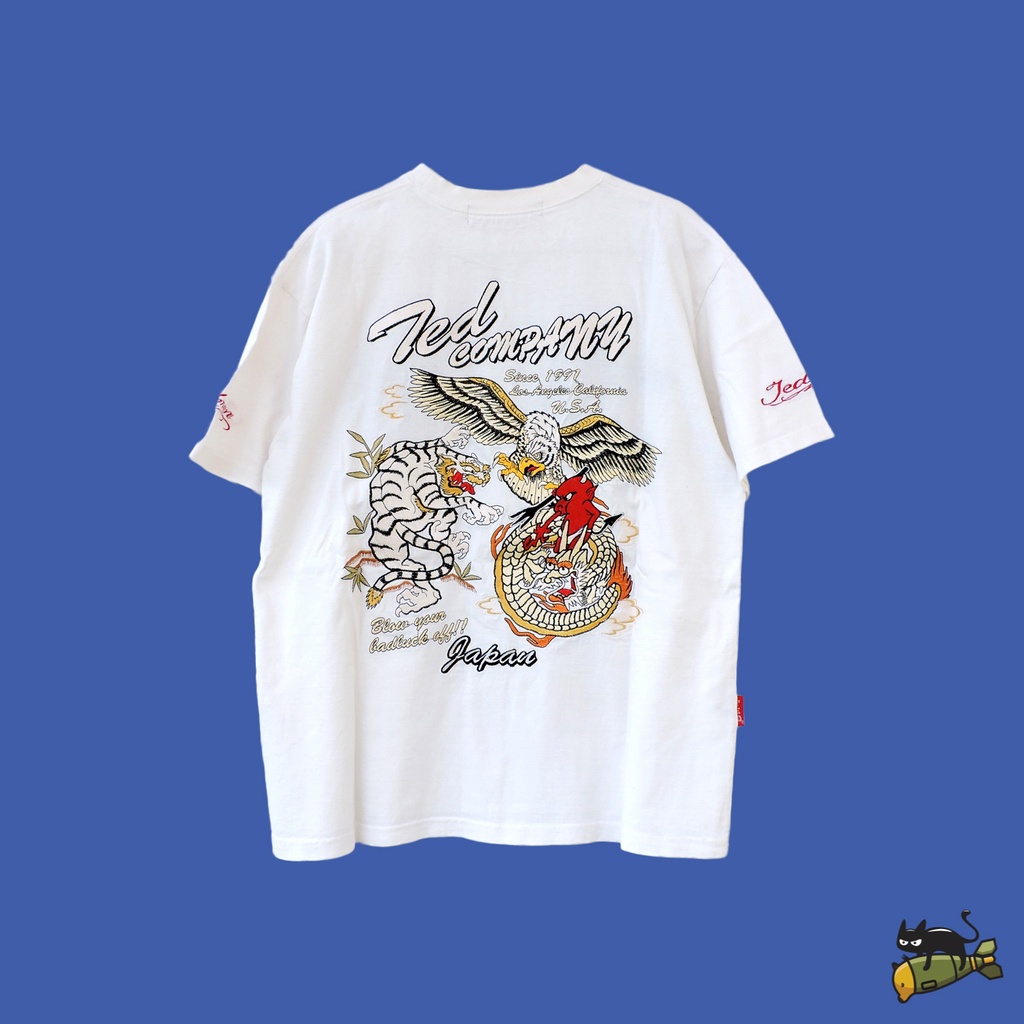 Roaring Tiger Tora vs Hawk Eagle Taka vs Devil Tedman Dragon Ryu Sukajan T-Shirt By Ted Company