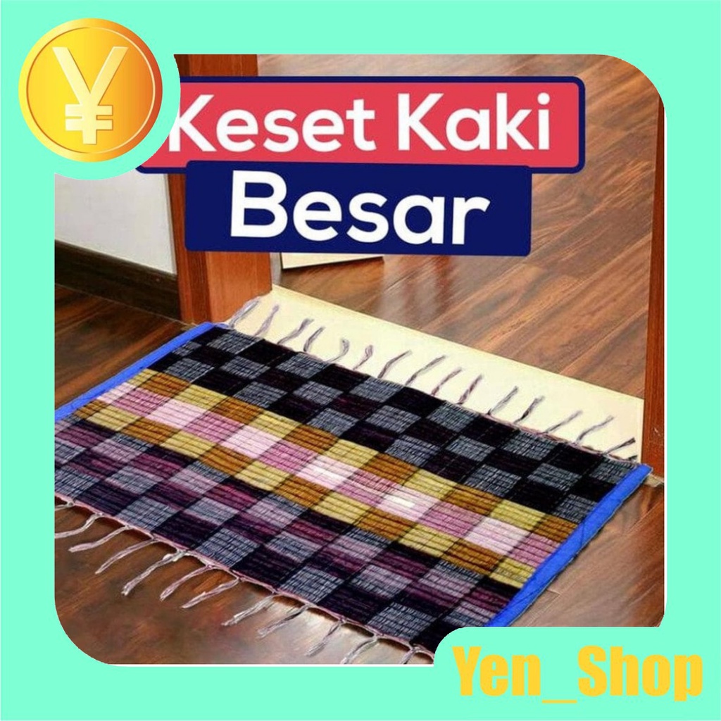 Keset Kaki Besar Keset Handuk Motif Kotak Kotak Uk 36x69cm Anti Slip- HHL-189