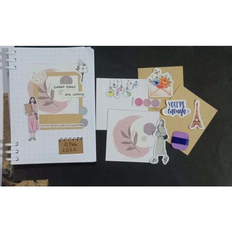 

kit scrapbook/paket journal 10 item/stiker/basicpaper/washitape aesthetic vintage