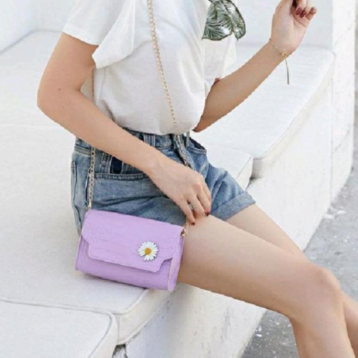 Sudah READY.. Tas Slempang Wanita Sling Bag Flowers Daisy Korean Kekinian Termurah