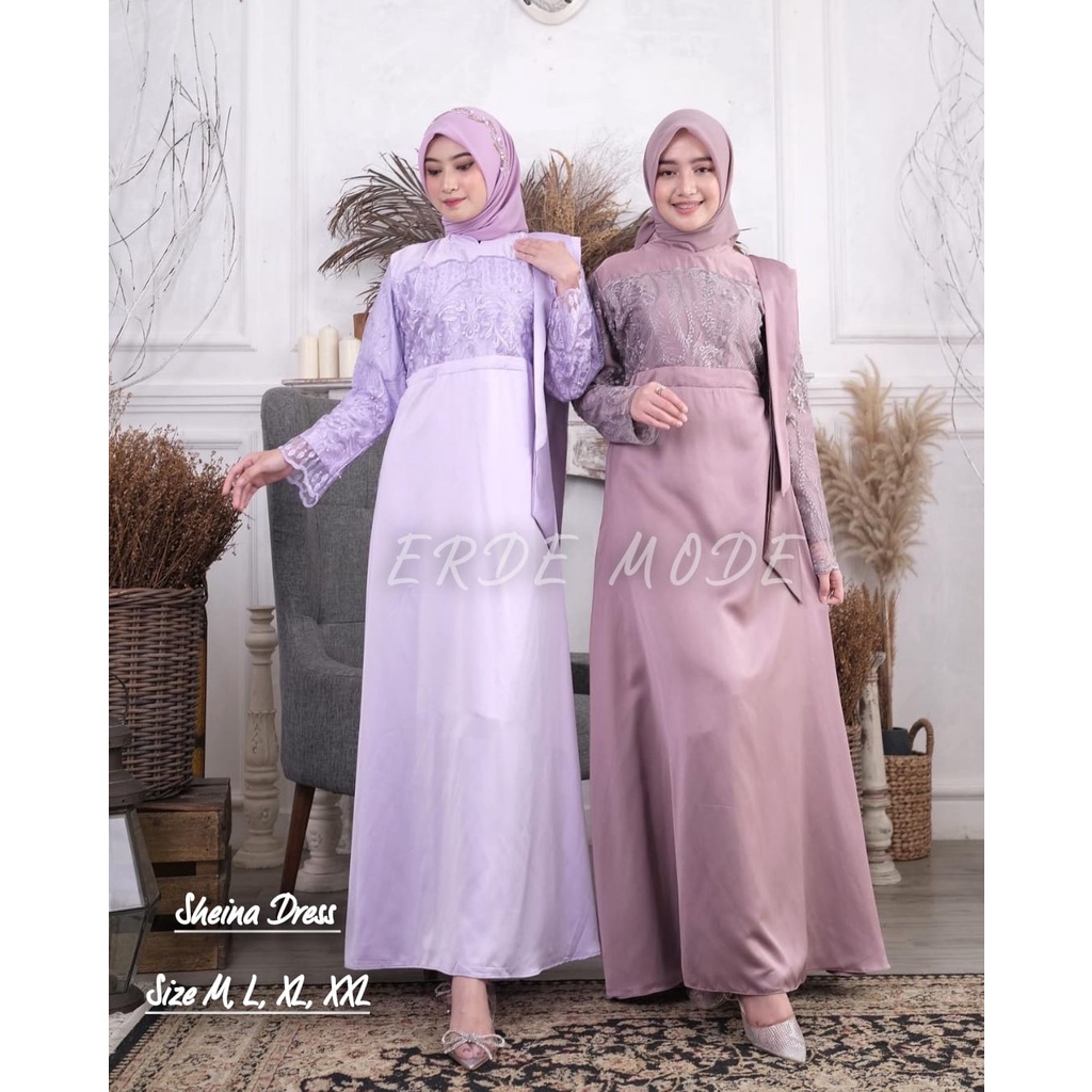 Permata Olshop / Sheina Dress RD / Baju Gamis Kebaya Kondangan /  Dress Pesta Mewah / Kebaya Modern / Bridesmaid / Gamis Salendang