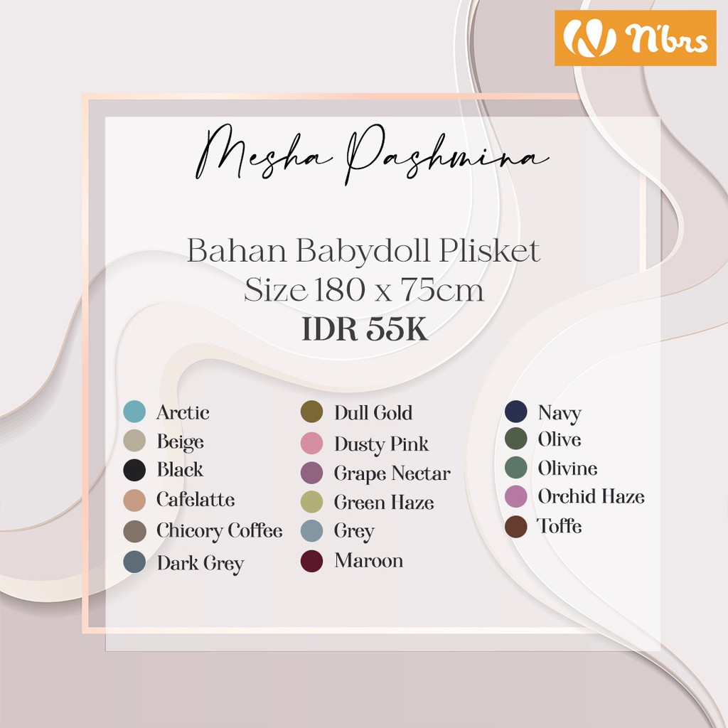 Nibras Hijab Mesha Pashmina Plisket Bahan Baby Doll Jilbab Wanita Muslimah Trendy