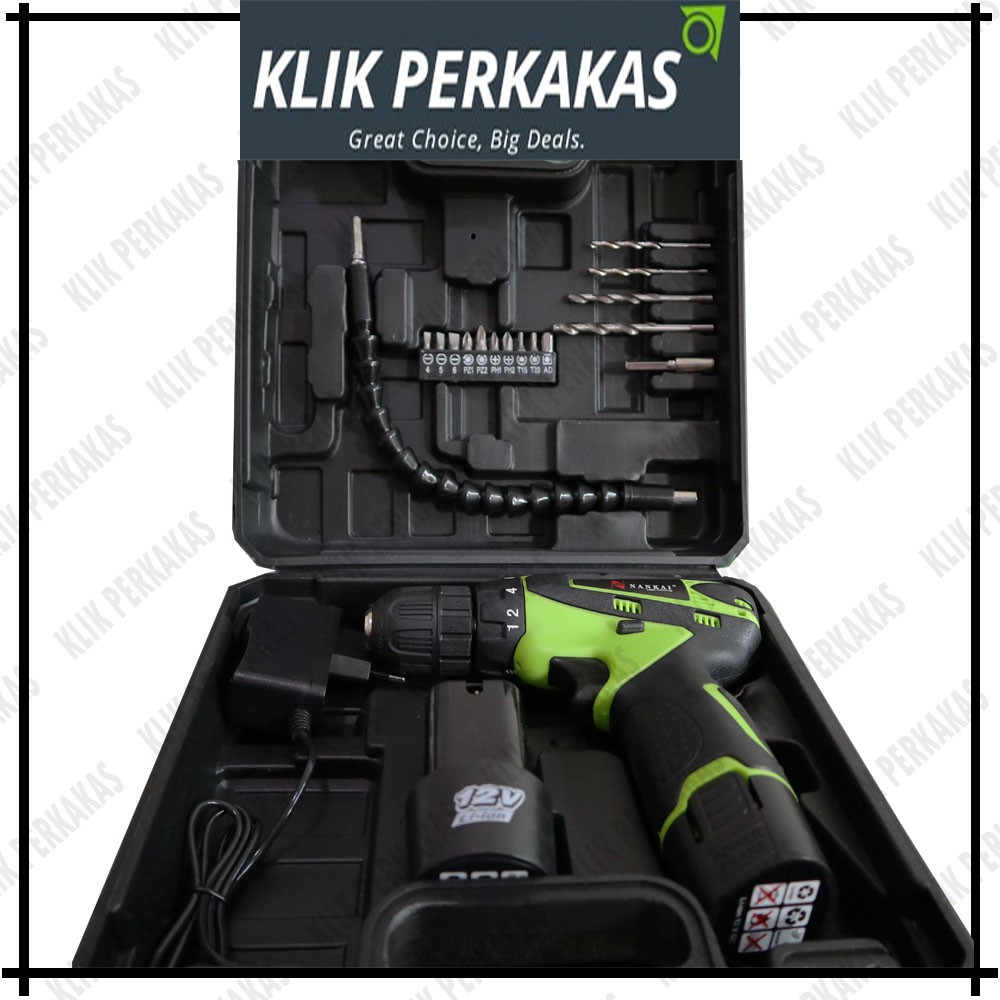 MESIN BOR CHARGER BATERAI CORDLESS DRILL SET AKSESORIS 082-05 NANKAI