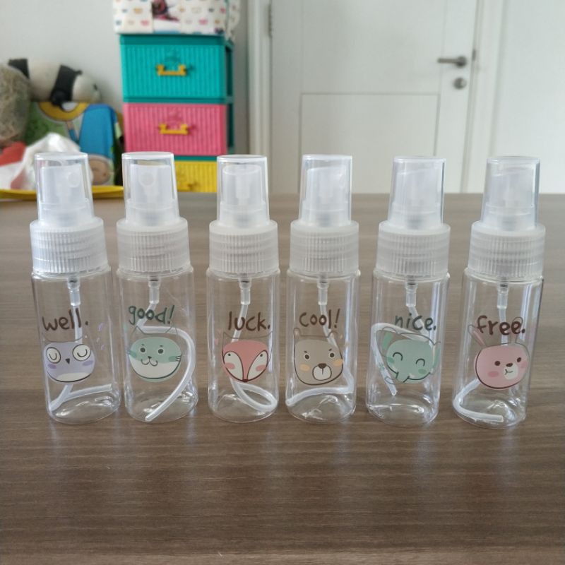 [HARGA PER PCS, MOTIF DAN WARNA RANDOM] Botol Spray 35 ml Motif Bagus Murah Lucu Semprot Kosong Port