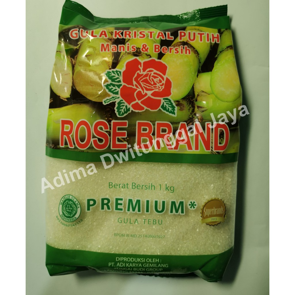 Gula putih / White Sugar / Gula Kristal Premium Rose Brand 1 kg