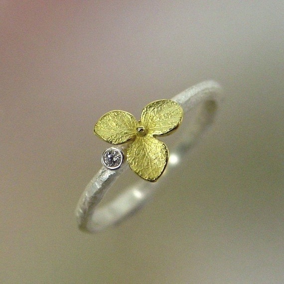 Cincin Sterling Silver 925 Model Bunga Clover Warna Emas Untuk Wanita Jza0114