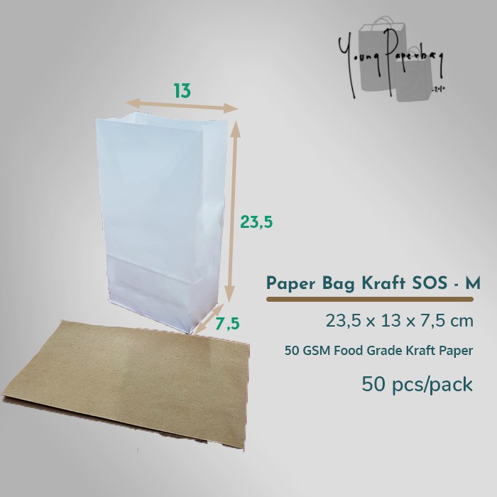 

Paper Bag / Kantong Kertas Kraft SOS Polos Size M 40