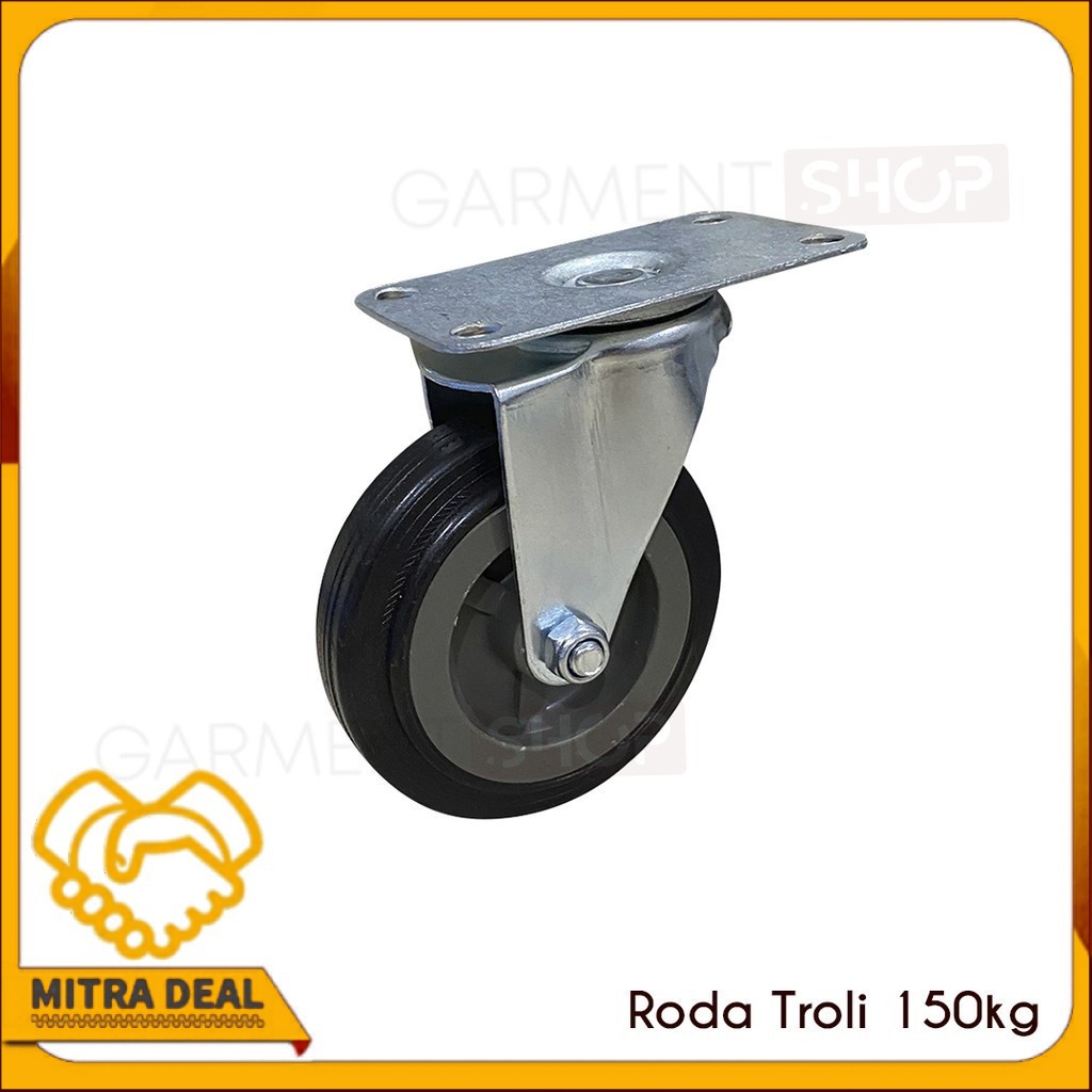 [COD] Roda Troli Barang 4 Inch Hand Truck Trolley Ban Karet Dorongan Gerobak