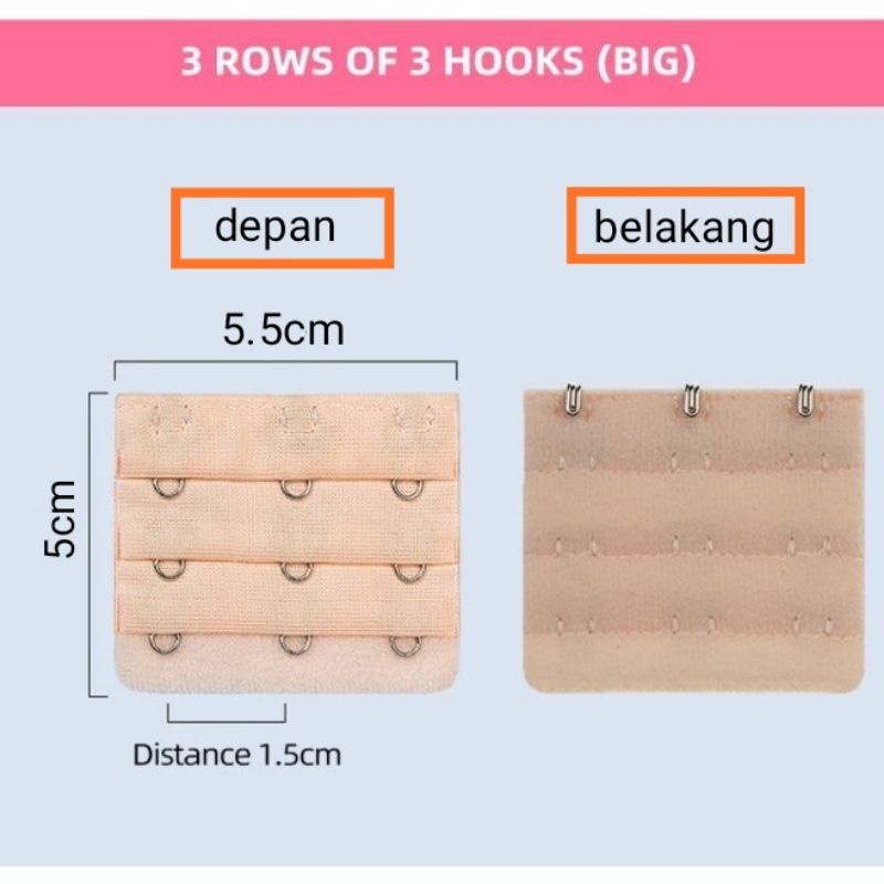 Pengait Bra Extension Penyambung Tali BH 2 / 3 Pengait Sambungan Bra Save Ekstension