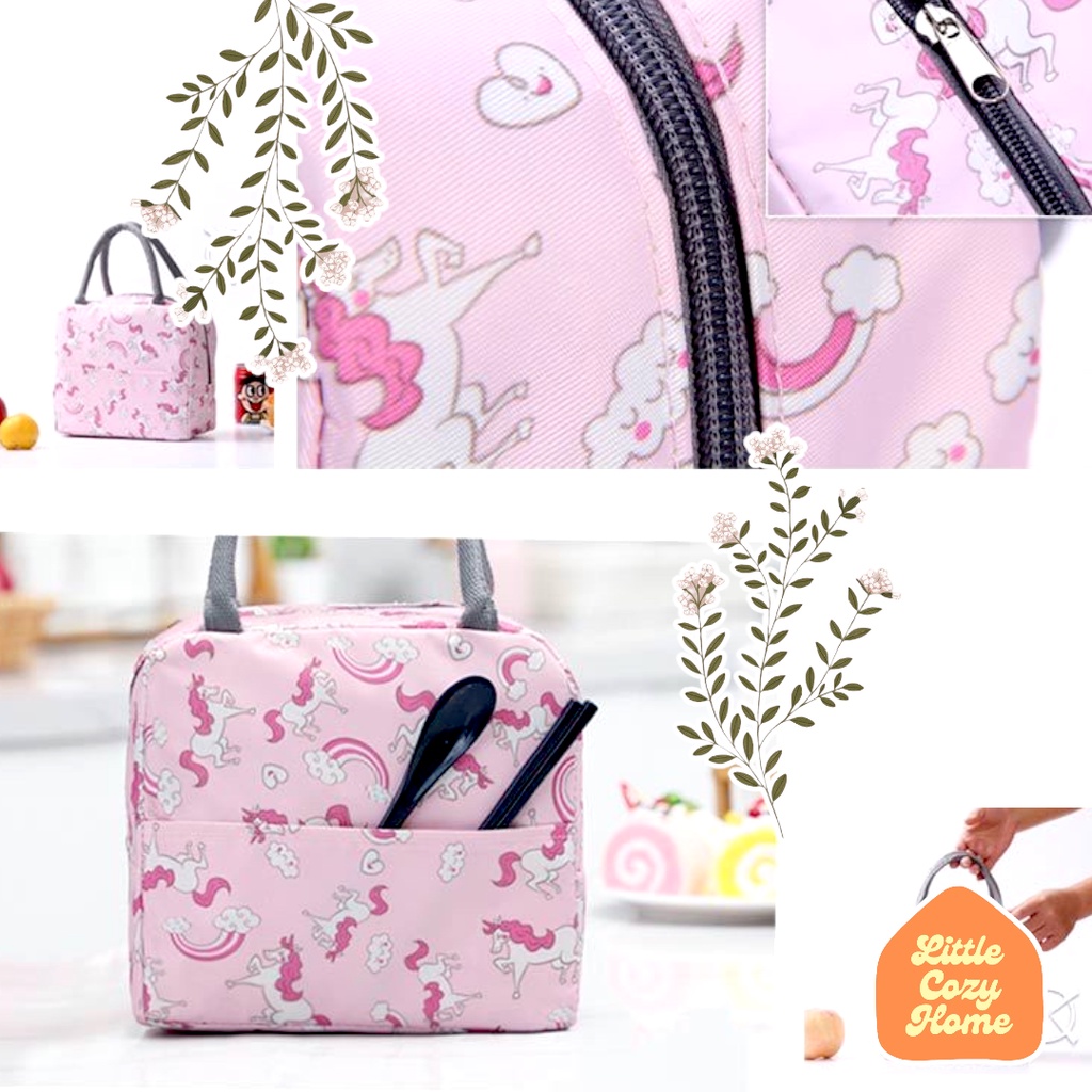 Waterproof Lunch Bag Animal Pattern / Unicorn Baby Shark Fish Lunch Box /  WARNA LENGKAP / Tas Bekal Makanan Anti Air / Cooler Bag Lunch Box Aluminium Foil