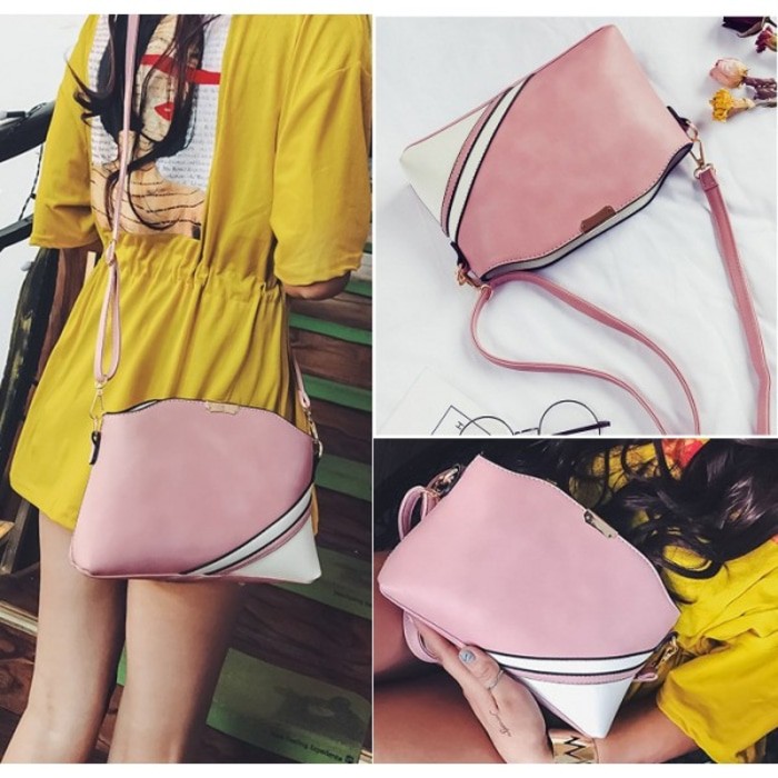 TAS CANGKLONG SHOULDER BAG SATCHEL SOFT PINK MONOCHROME KOMBINASI WARNA