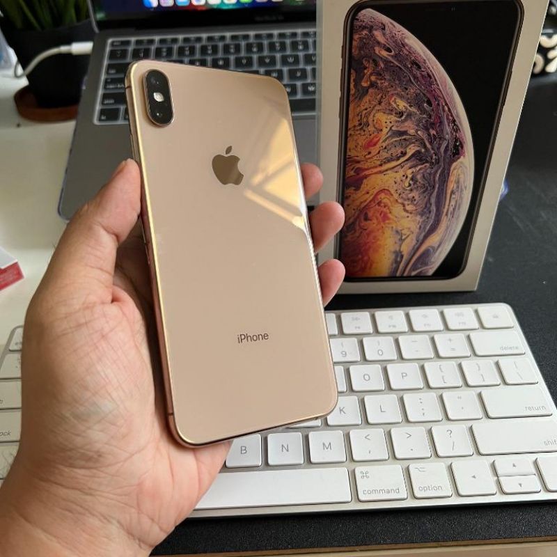 iPhone XS MAX iBox 64Gb Gold || Mulusss banget Like New & Fulset Full Original iBox