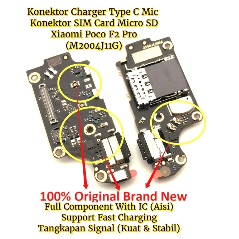 Konektor Charger Type C Mic Slot SIM Card Memory Xiaomi Poco F2 Pro (5G) (Original Quality Full Component IC)