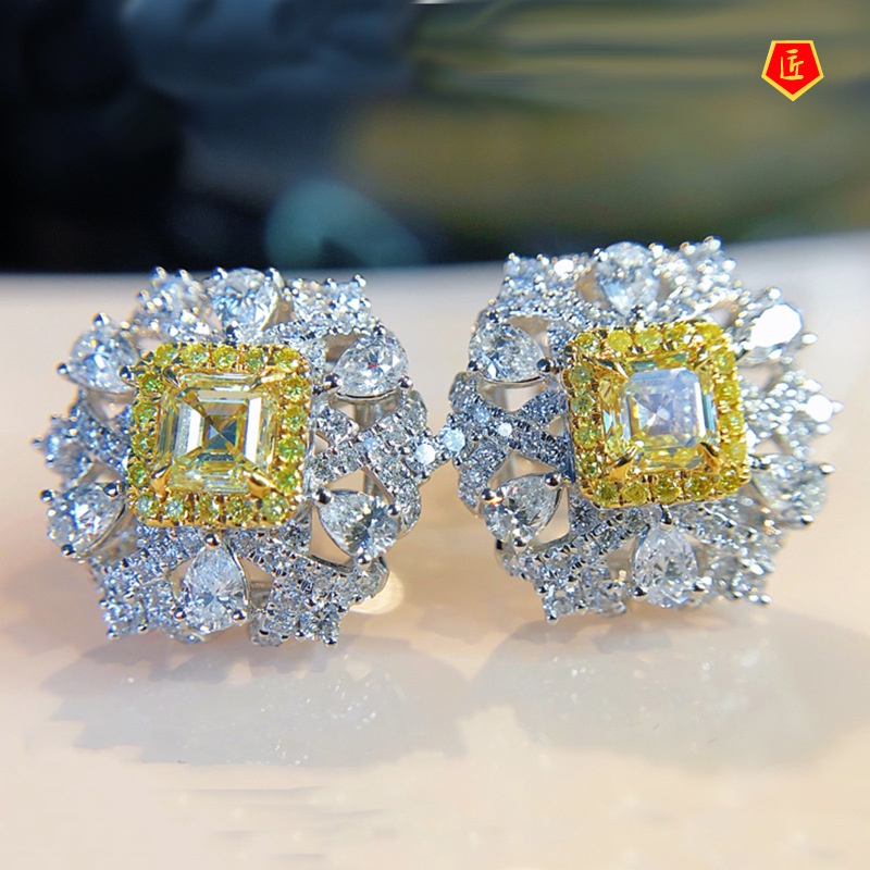 [Ready Stock]Fashion Elegant Yellow Diamond Stud Earrings
